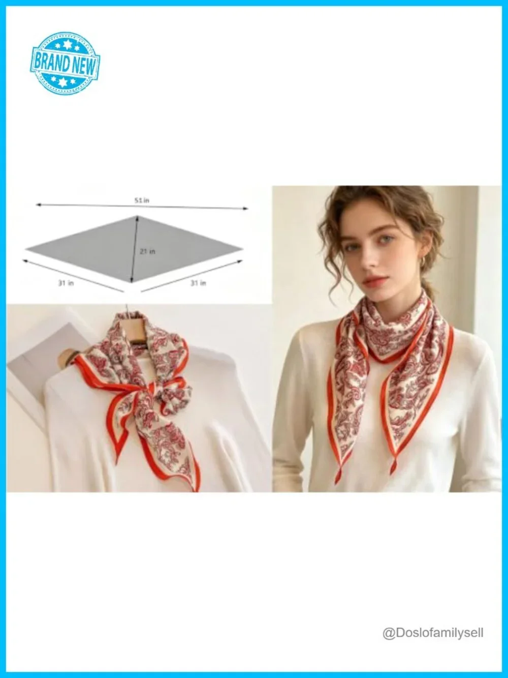 Silky Satin Lightweight Oblong Scarf 51x21 Paisley Fashion Scarf